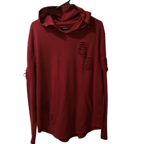 Carbon Tops - Maroon distressed look long Tshirt size XXL